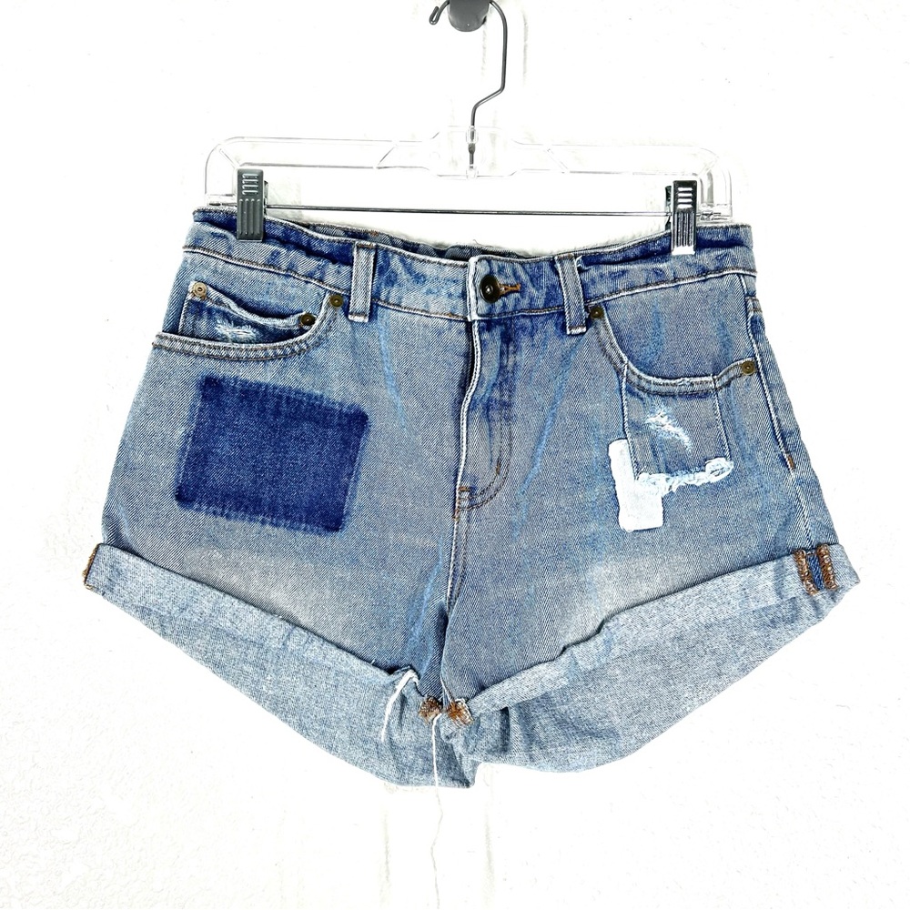 Billabong denim shorts patchy rolled hem high rise 29